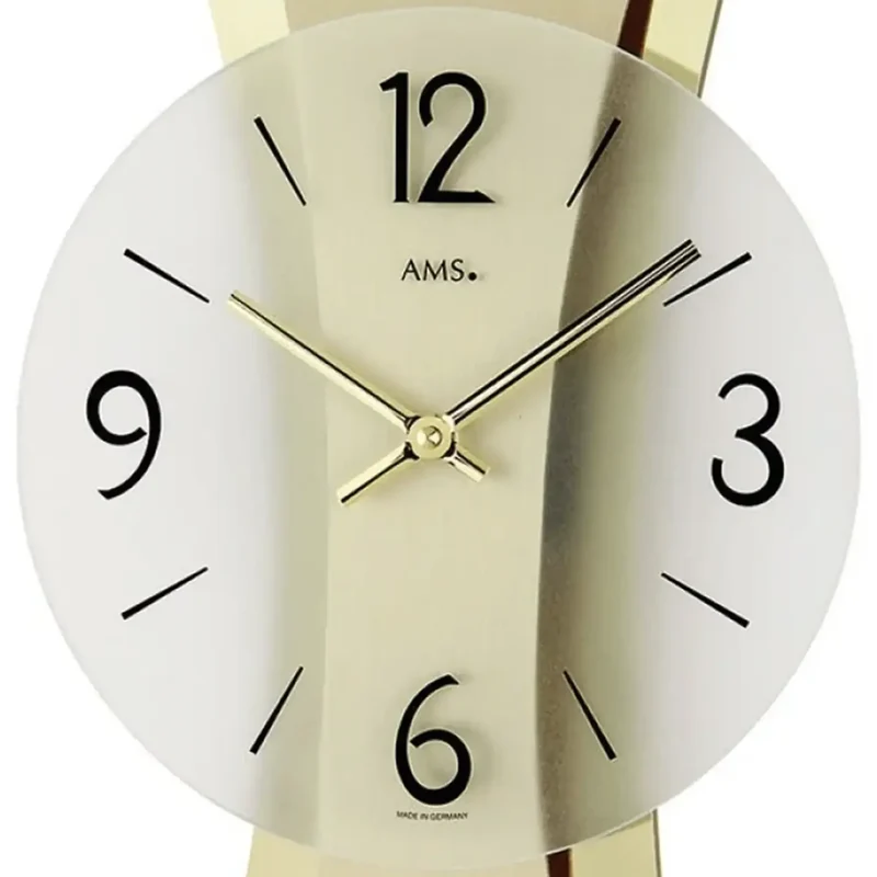 AMS Rimini W9397 Wanduhr Messing • Facettiertes Mineralglas • Made in Germany