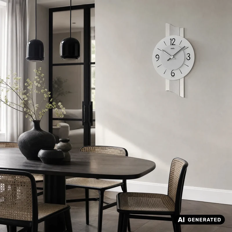 AMS W9394 Wanduhr Schiefer/Aluminium • Quarzwerk • Mineralglas