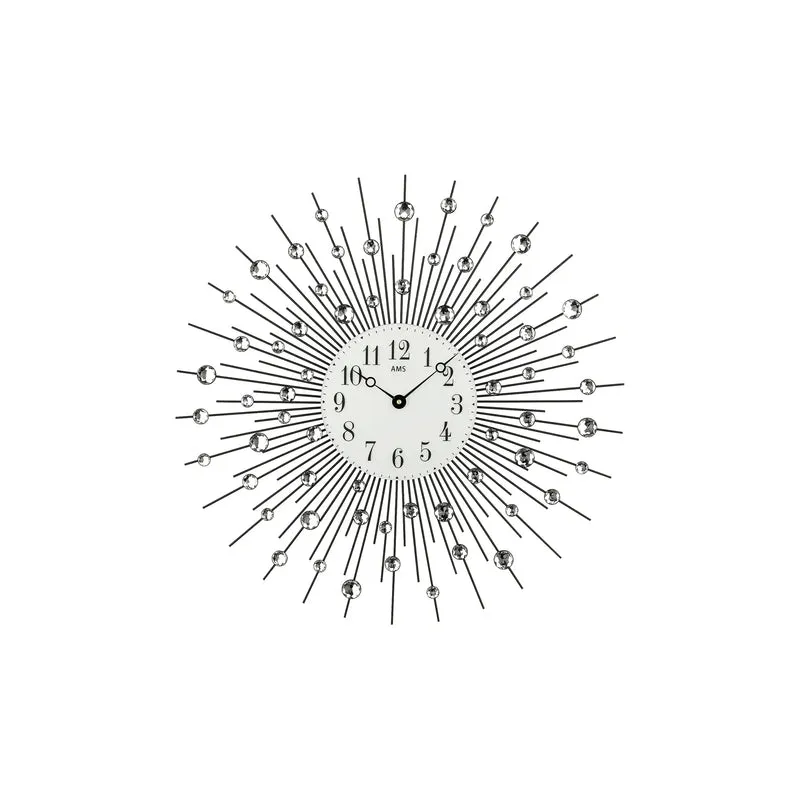 AMS W9380 Wanduhr Schwarz • Schwarzlackiertes Metallgehäuse • Mineralglas