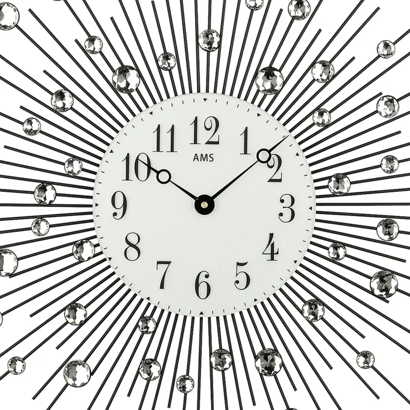 AMS W9380 Wanduhr Schwarz • Schwarzlackiertes Metallgehäuse • Mineralglas