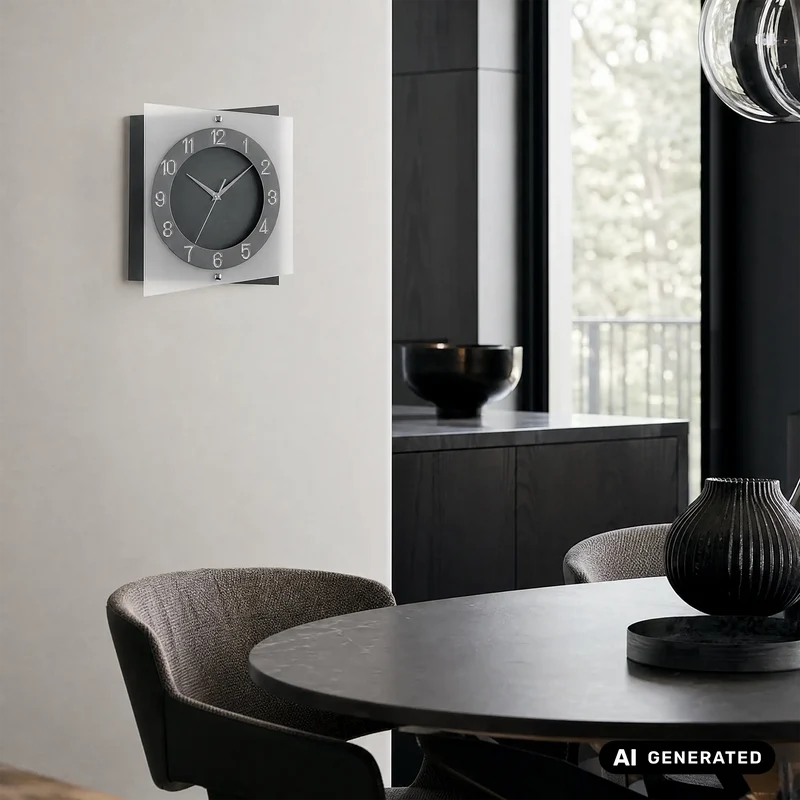 AMS W9323 Wanduhr Anthrazit • Geräuschloses Sweep-Uhrwerk • Mineralglas
