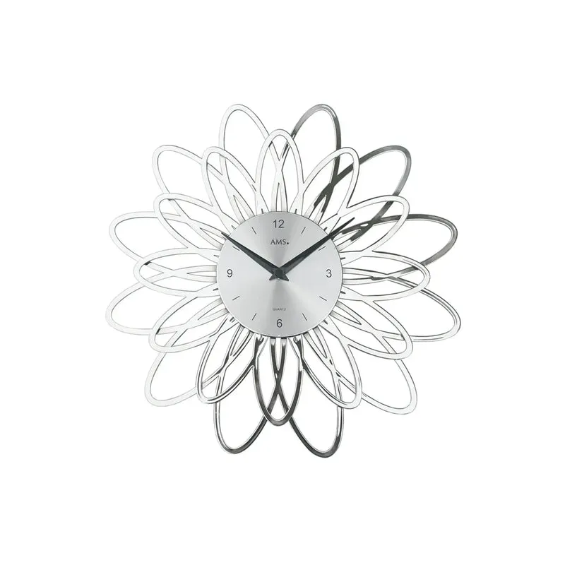 AMS W9362 Wanduhr Weiß • Florales Design • Mineralglas