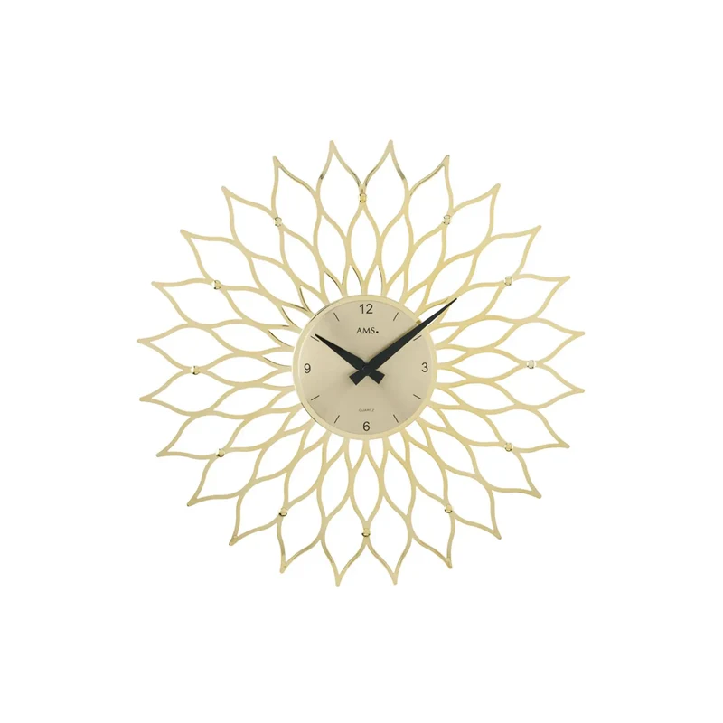 AMS Blüte W9359 Wanduhr Weiß • Dekoratives Blütendesign • Mineralglas