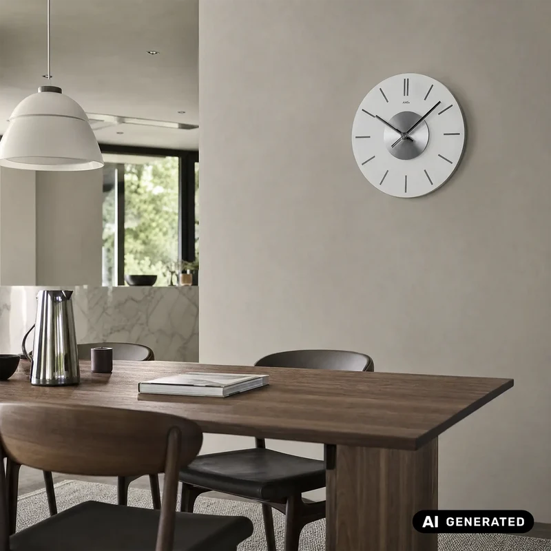 AMS W9318 Wanduhr Aluminium • Mineralglas • Quarzwerk