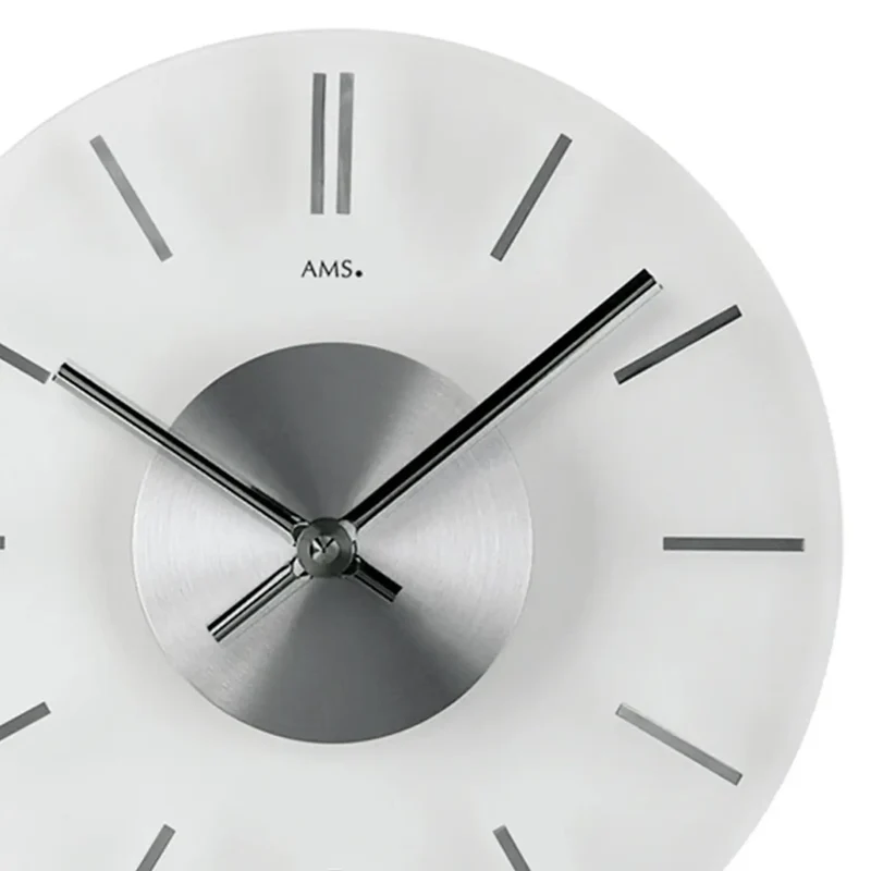 AMS W9318 Wanduhr Aluminium • Mineralglas • Quarzwerk