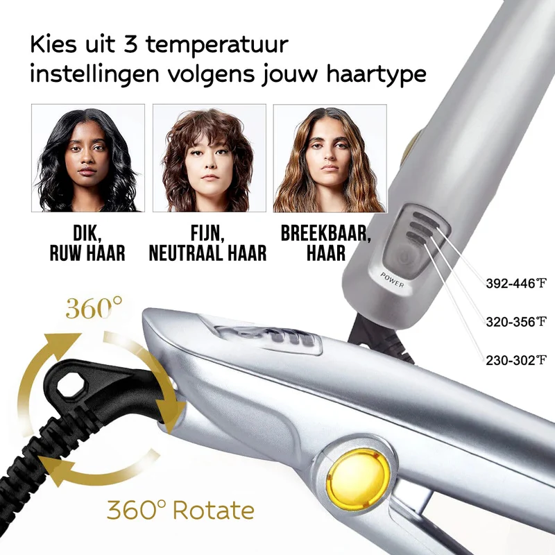 2-in-1 Haarstyler met Roterende Cilinder – Stijltang en Krultang voor Thuis | Sansoti