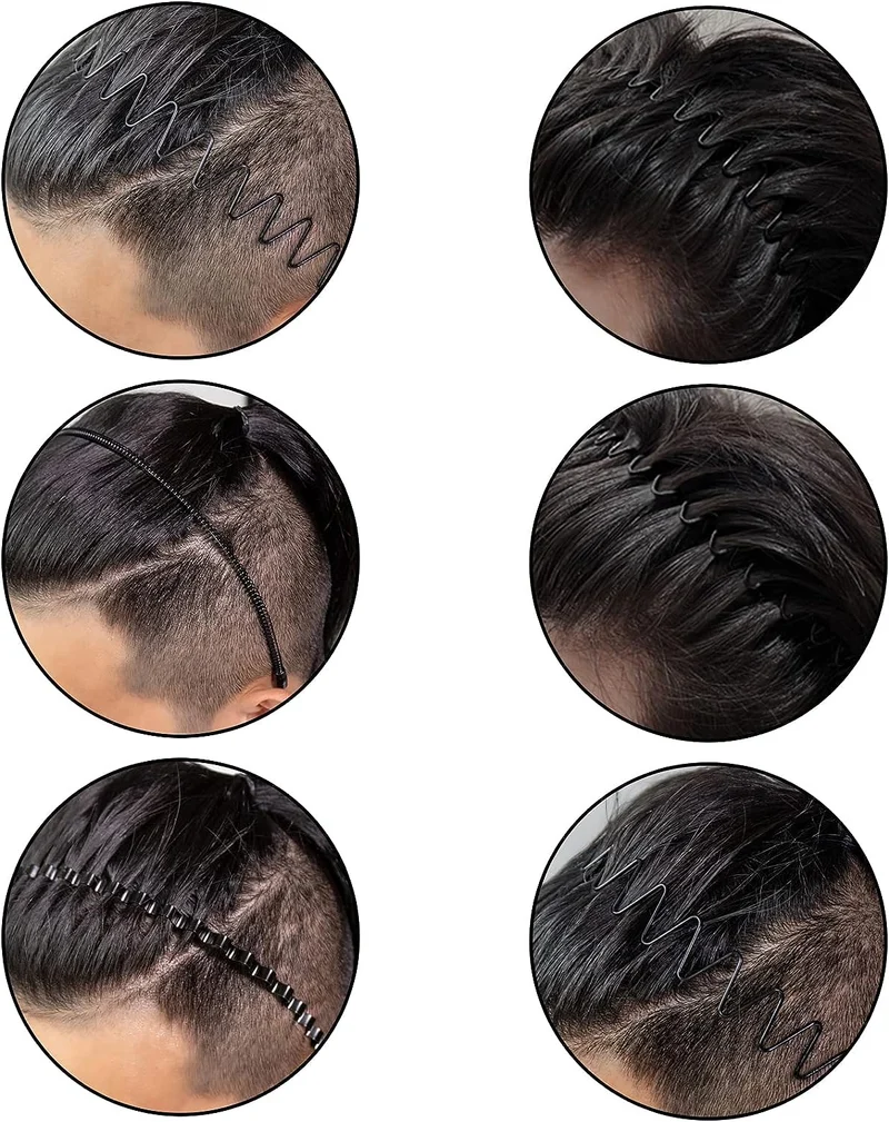 Metalen Haarband voor Heren – Gegolfde en Zigzag Styling – Comfortabel en Duurzaam – Set van 6 Stuks | Sansoti