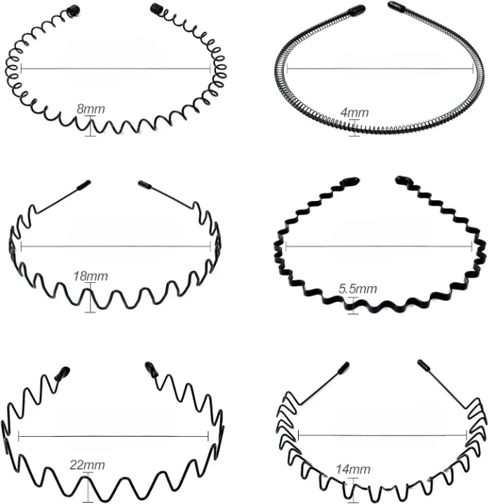 Metalen Haarband voor Heren – Gegolfde en Zigzag Styling – Comfortabel en Duurzaam – Set van 6 Stuks | Sansoti