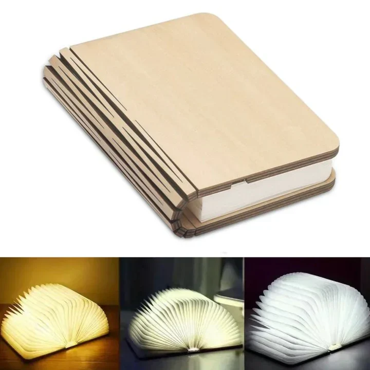 Boeklamp LED met Warm Licht – Decoratieve Houten Lamp in Boekvorm voor Sfeervolle Verlichting | Sansoti