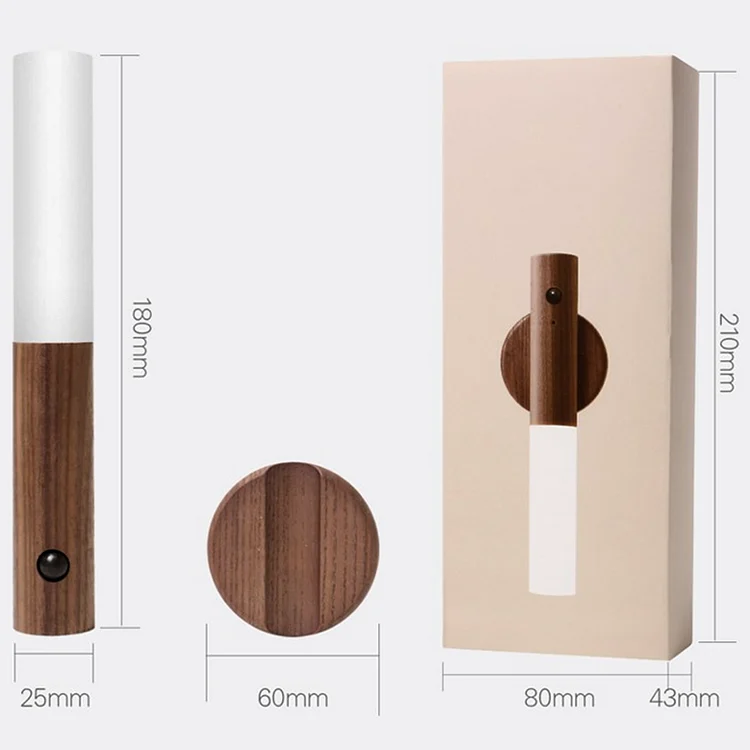 Houten Nachtlampje met Bewegingssensor – Oplaadbaar LED-Nachtlicht voor Slaapkamer, Gang & Toilet – Warmwit Licht Hout | Sansoti