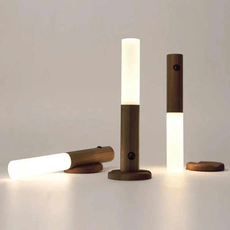 Houten Nachtlampje met Bewegingssensor – Oplaadbaar LED-Nachtlicht voor Slaapkamer, Gang & Toilet – Warmwit Licht Hout | Sansoti