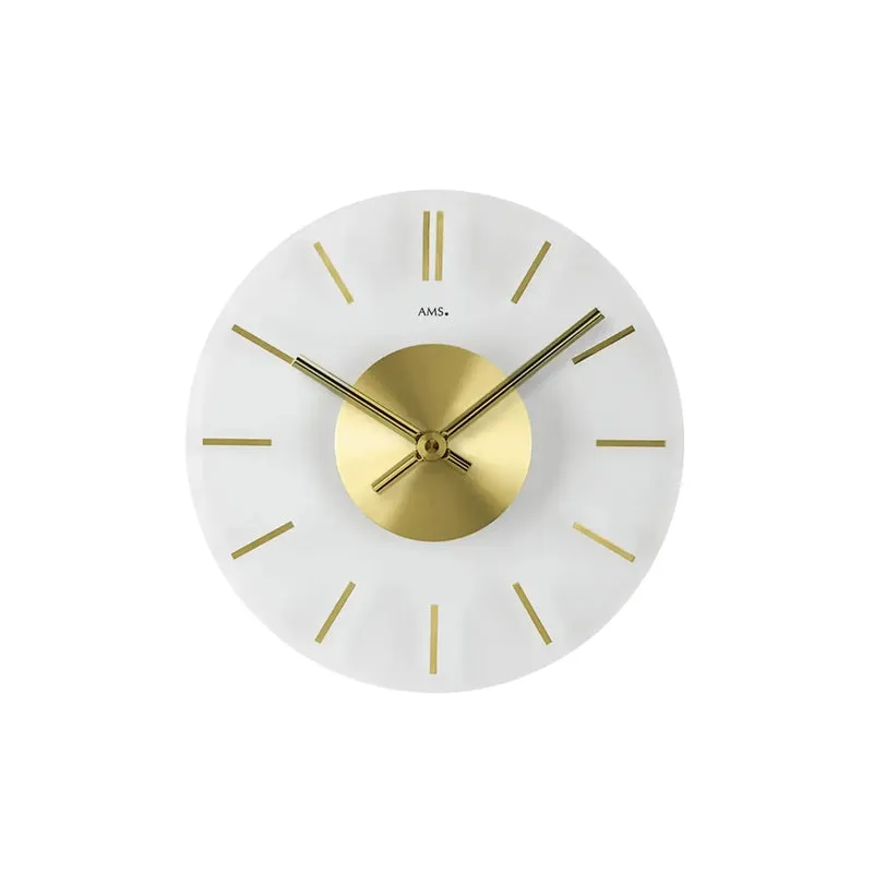 AMS W9319 Wanduhr Messing • Mineralglas • Quarzwerk