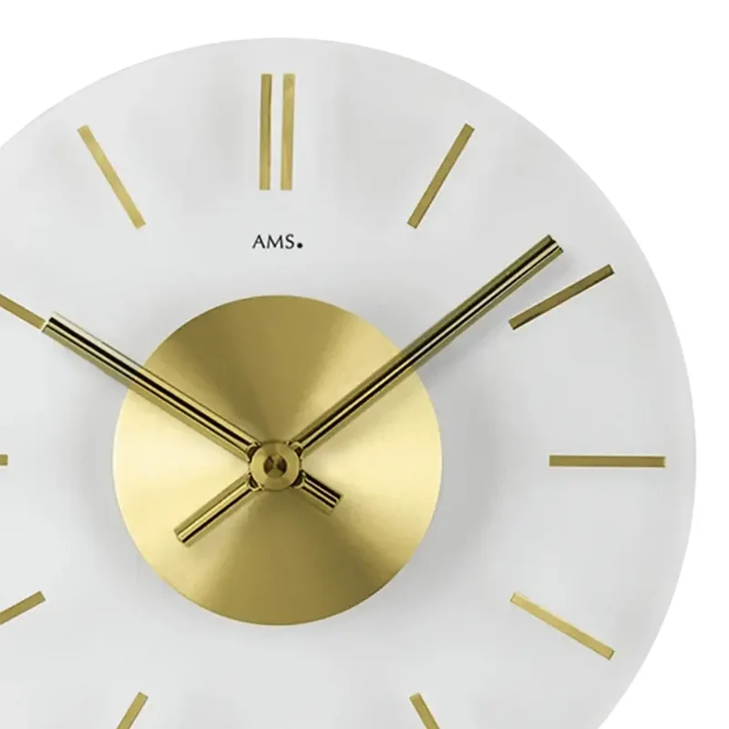 AMS W9319 Wanduhr Messing • Mineralglas • Quarzwerk