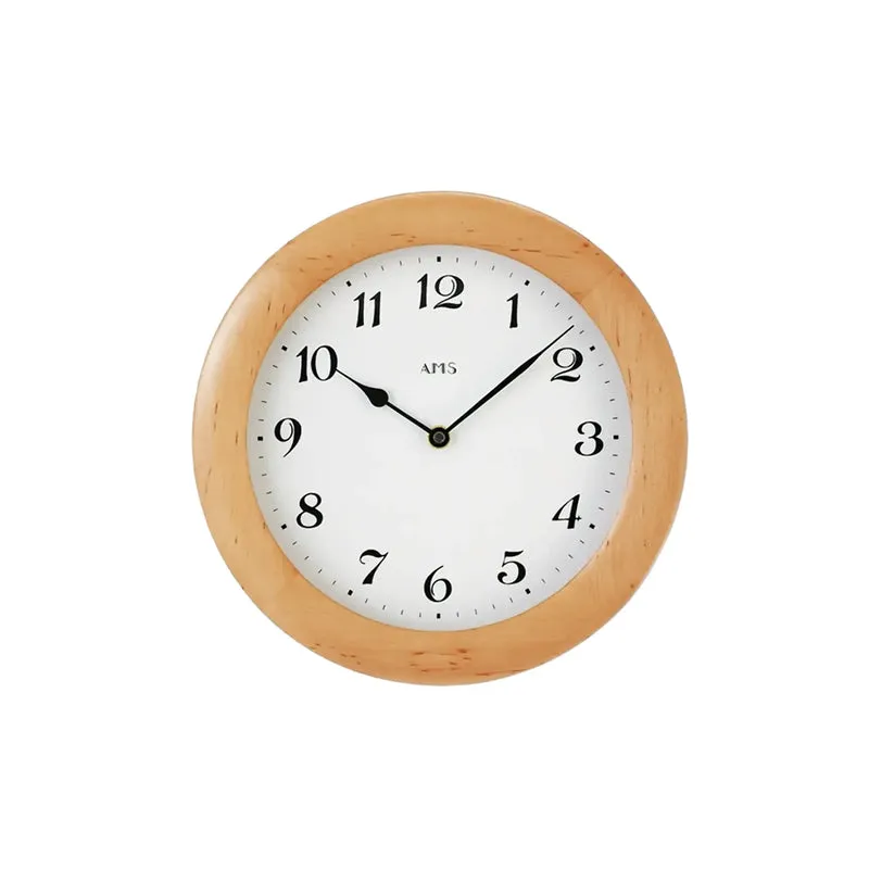 AMS W929/16 Wanduhr Erle • Massivholzrahmen aus Erle • Mineralglas