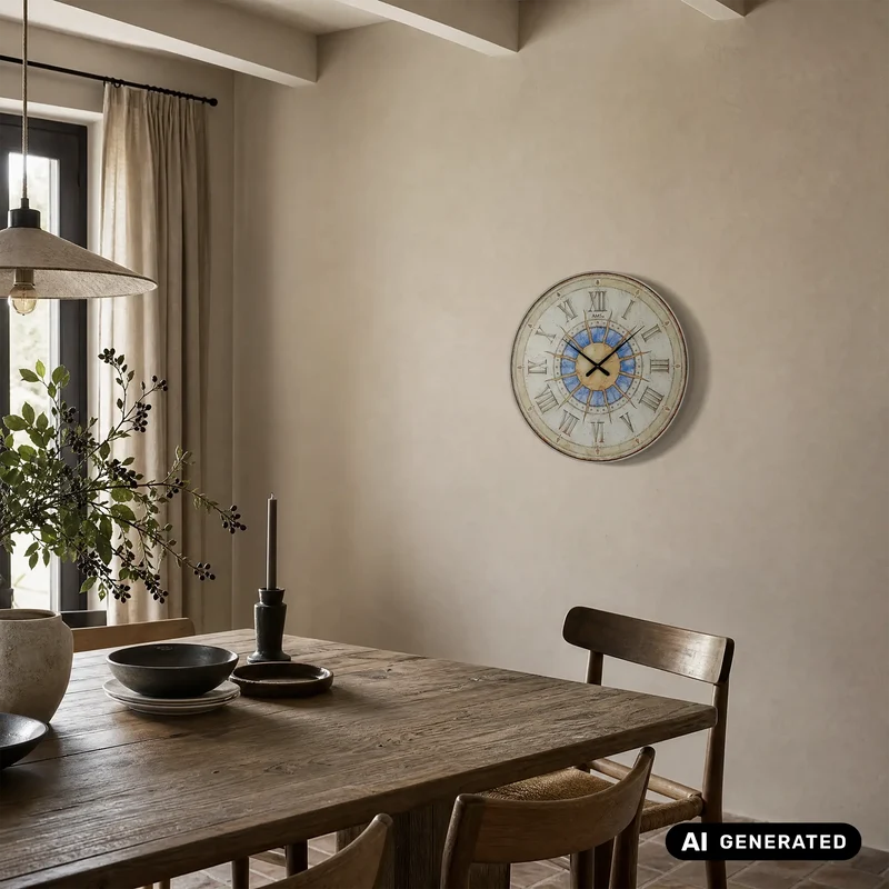 AMS W9230 Wanduhr Glas • Sonnen-Design • Gehärtetes Mineralglas