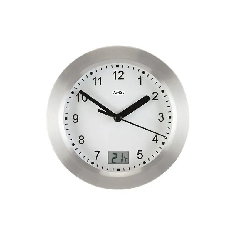 AMS Quarz-Wanduhr W9223 Wanduhr Eiche/Silber • Mineralglas • Wand- und Tischausführung