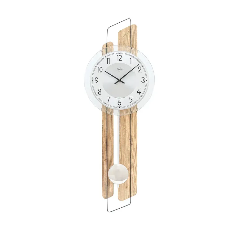 AMS W7508 Wanduhr Messing • Quarz-Pendelwerk • Facettiertes Mineralglas