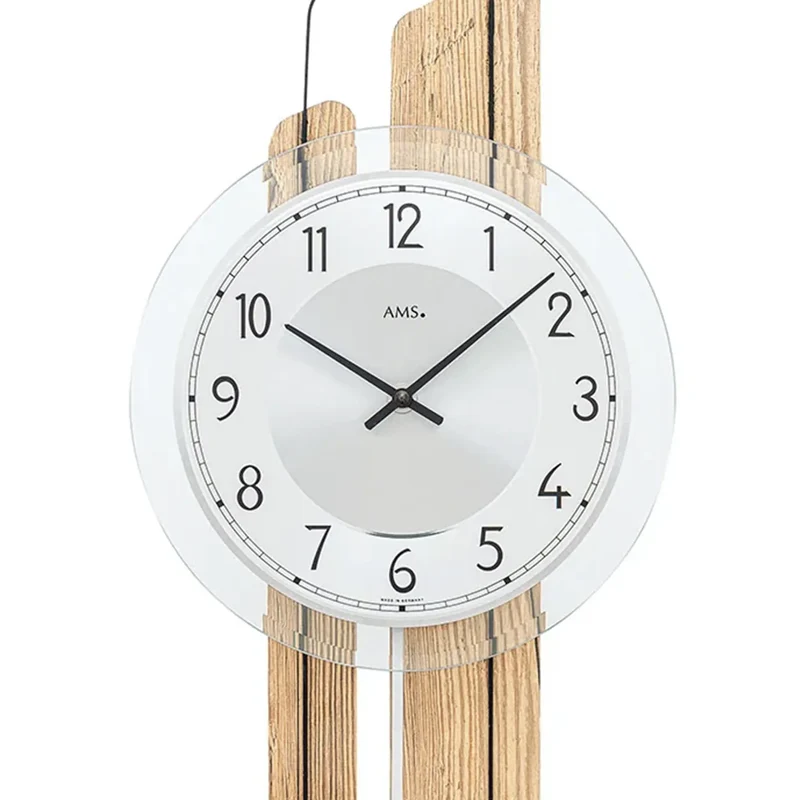 AMS W7508 Wanduhr Messing • Quarz-Pendelwerk • Facettiertes Mineralglas