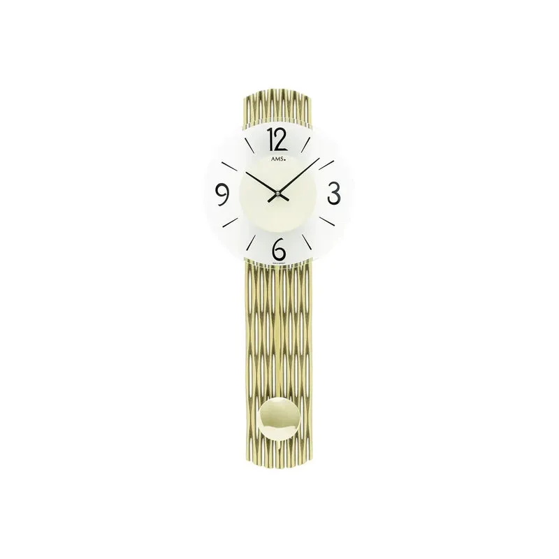 AMS W7507 Wanduhr Messing • Quarz-Pendelwerk • Facettiertes Mineralglas