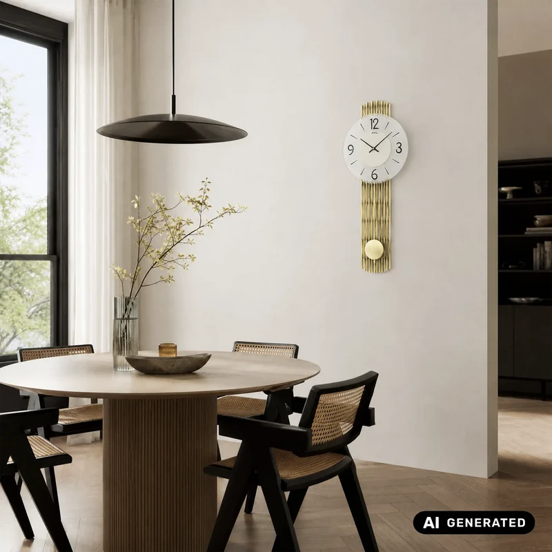 AMS W7507 Wanduhr Messing • Quarz-Pendelwerk • Facettiertes Mineralglas