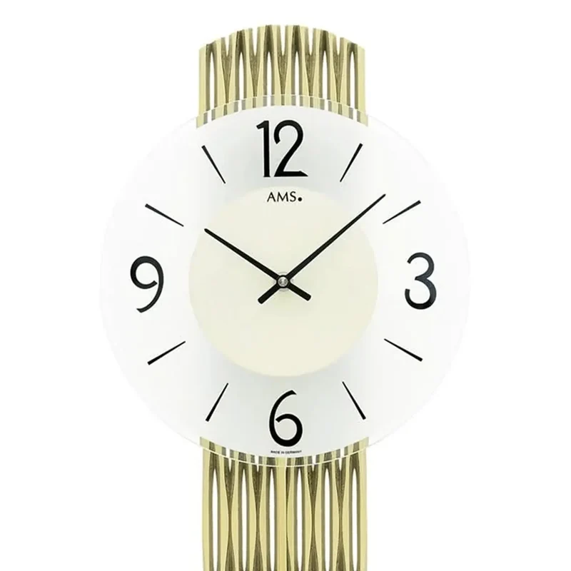 AMS W7507 Wanduhr Messing • Quarz-Pendelwerk • Facettiertes Mineralglas