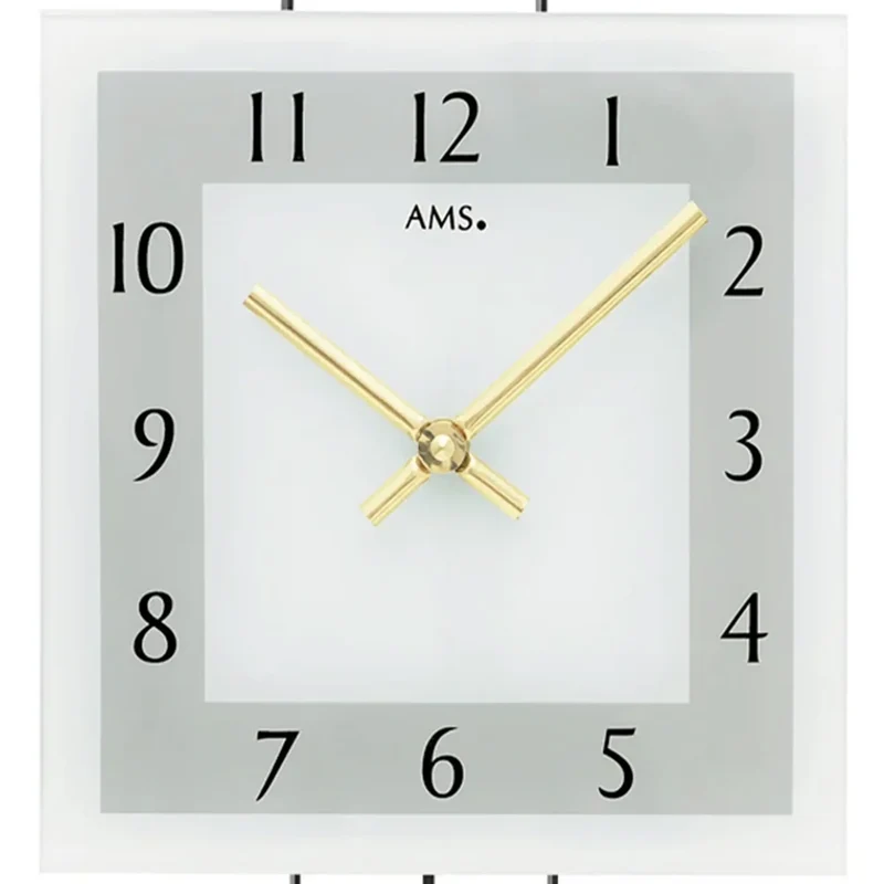 AMS W7505 Wanduhr Gold • Quarz-Pendelwerk • Metall-Design