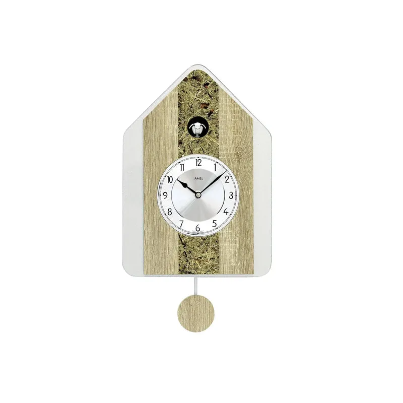 AMS W7498 Wanduhr Sonoma/Almheu • Quarz-Pendelwerk mit Kuckuck • Automatische Nachtabschaltung