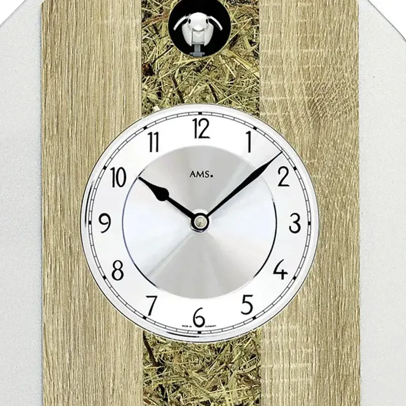 AMS W7498 Wanduhr Sonoma/Almheu • Quarz-Pendelwerk mit Kuckuck • Automatische Nachtabschaltung