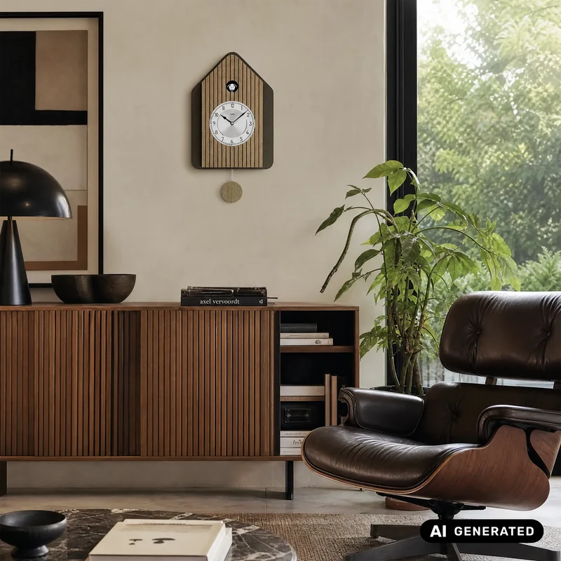 AMS W7495 Wanduhr Sonoma • Quarz-Pendelwerk mit Kuckuck • Automatische Nachtabschaltung