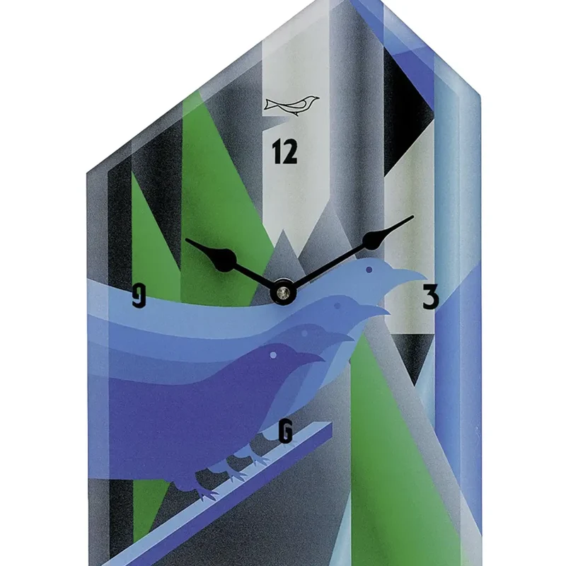 AMS W7494 Wanduhr Blau • Quarz-Pendelwerk mit Melodie • Manuelle Nachtabschaltung