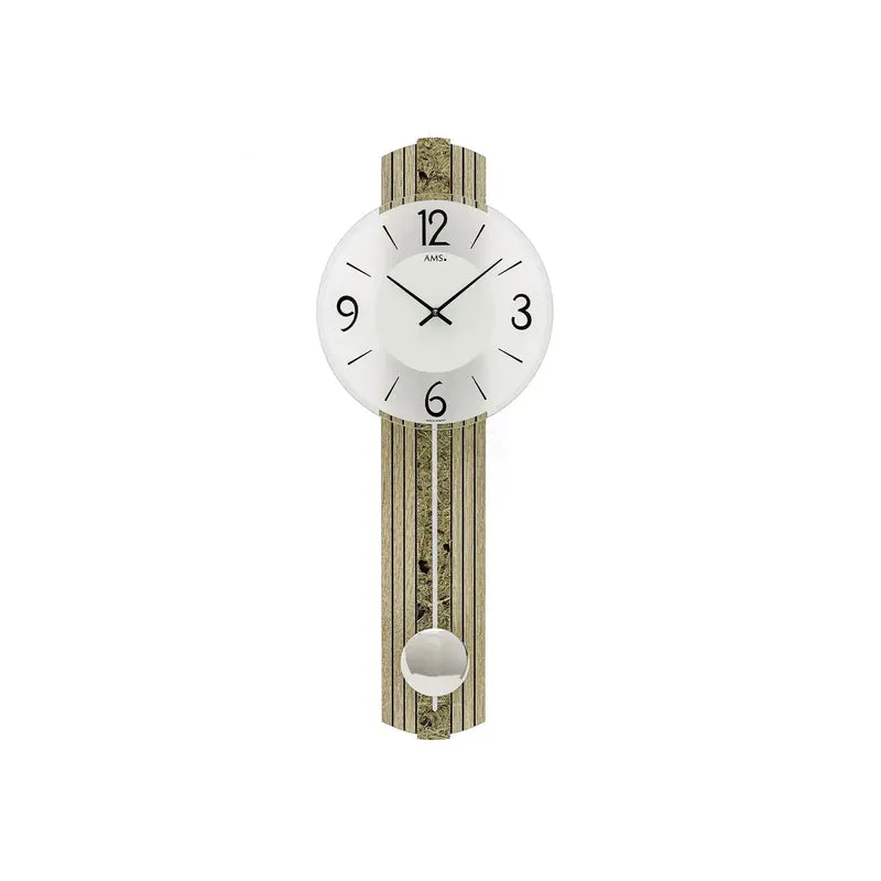 AMS W7489 Wanduhr Sonoma • Quarz-Pendelwerk • Mineralglas facettiert