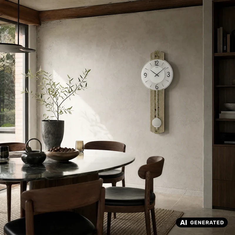 AMS W7489 Wanduhr Sonoma • Quarz-Pendelwerk • Mineralglas facettiert