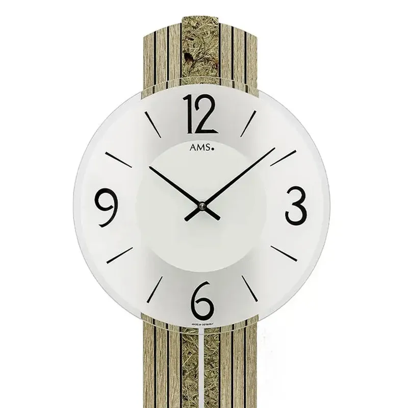 AMS W7489 Wanduhr Sonoma • Quarz-Pendelwerk • Mineralglas facettiert