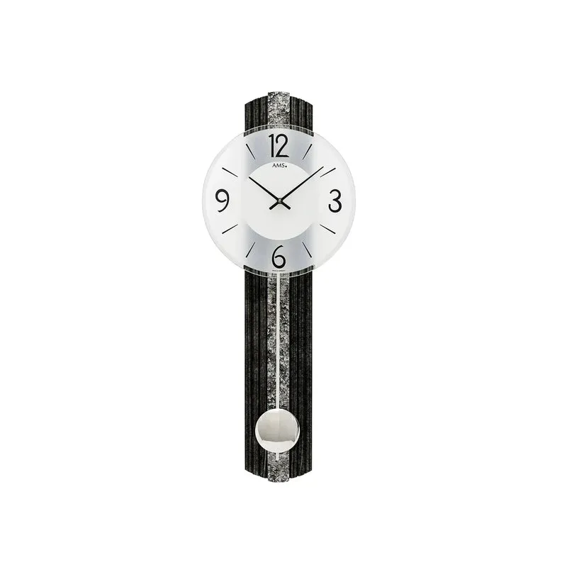 AMS Quarz-Pendeluhr W7486 Wanduhr Messingantik • Quarz-Pendelwerk • Mineralglas facettiert