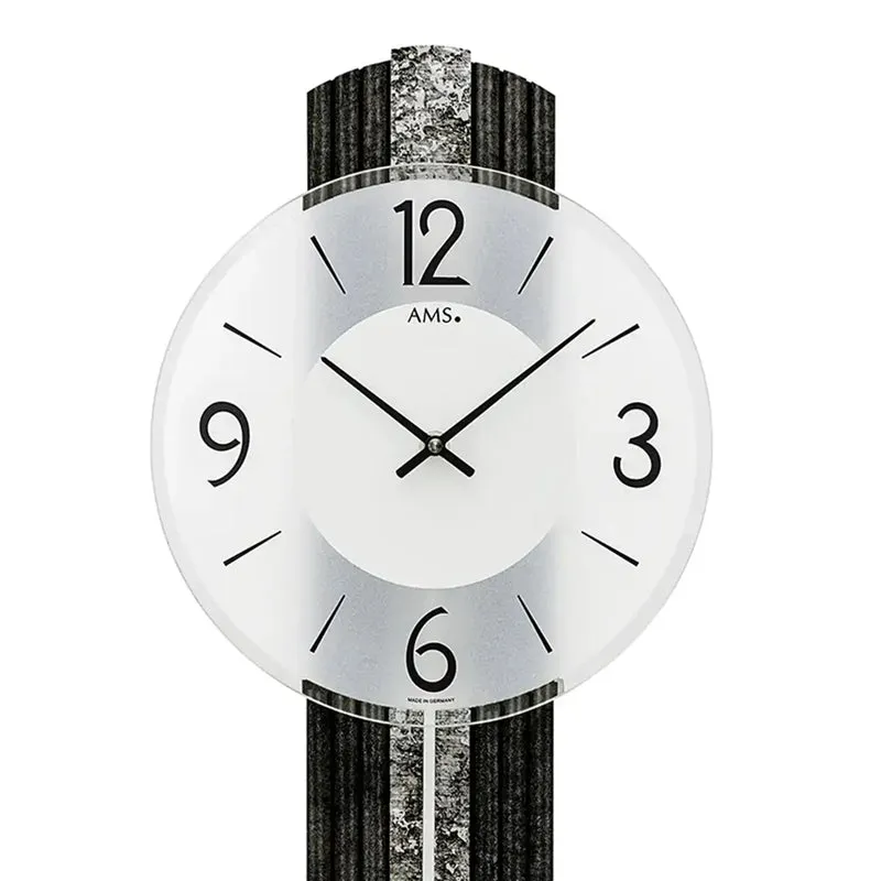 AMS Quarz-Pendeluhr W7486 Wanduhr Messingantik • Quarz-Pendelwerk • Mineralglas facettiert