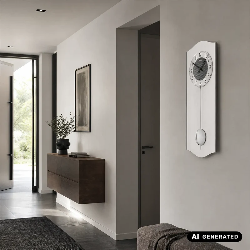 AMS W7480 Wanduhr Anthrazit • Quarz-Pendelwerk • Mineralglas