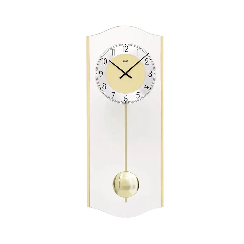 AMS W7479 Wanduhr Messing • Quarz-Pendelwerk • Mineralglas