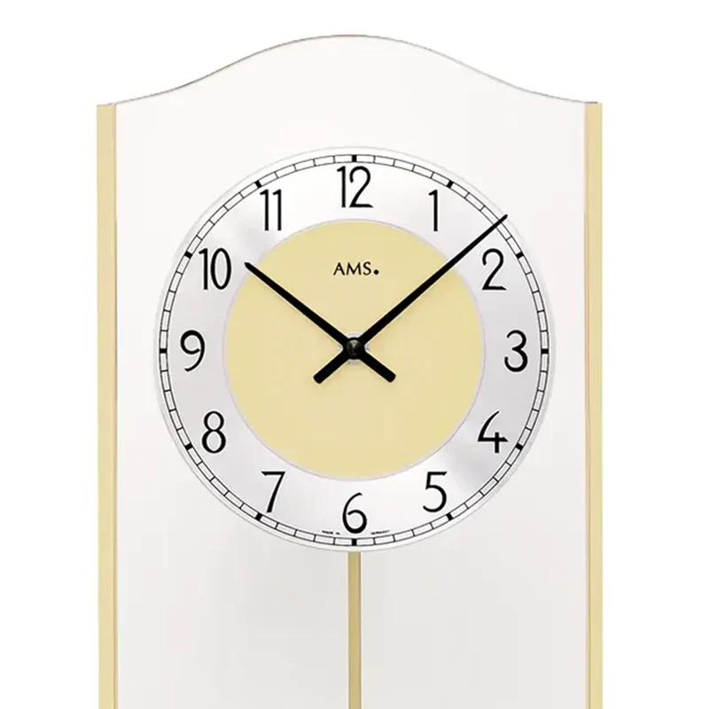 AMS W7479 Wanduhr Messing • Quarz-Pendelwerk • Mineralglas