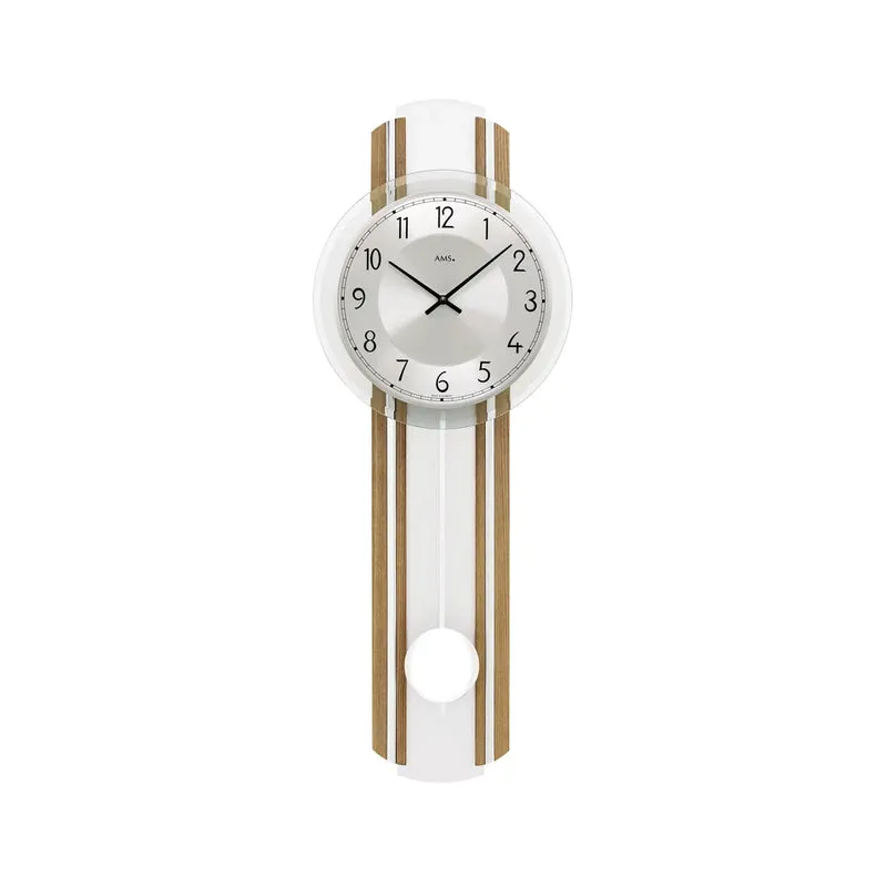 AMS W7475 Wanduhr Eiche • Quarz-Pendelwerk • Mineralglas