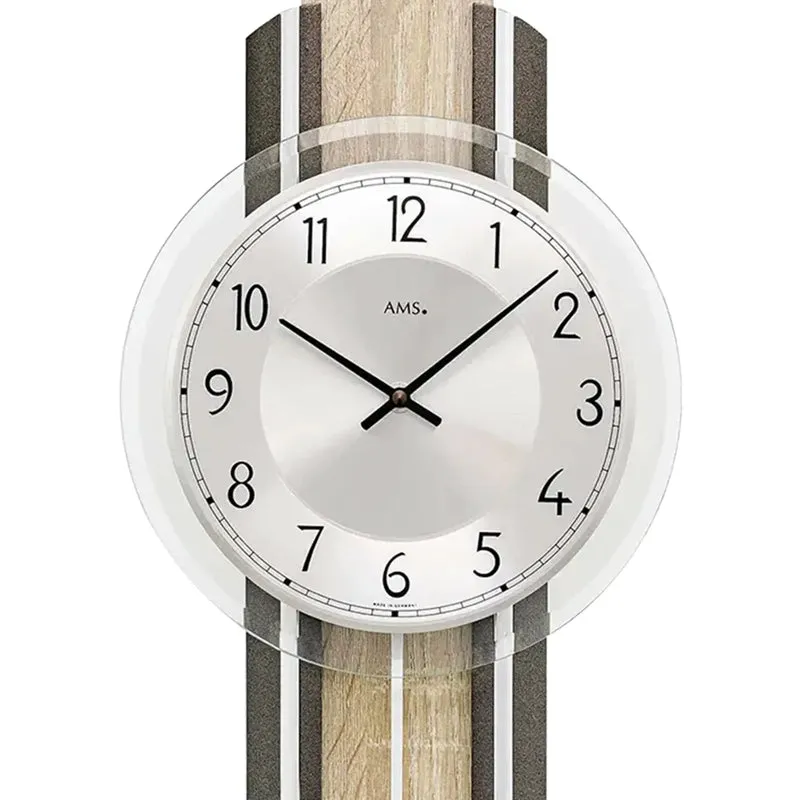 AMS 7474 Wanduhr Anthrazit Sonoma • Quarz-Pendelwerk • Facettiertes Mineralglas