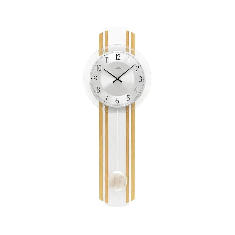 AMS W7473 Wanduhr Buche • Quarz-Pendelwerk • Mineralglas