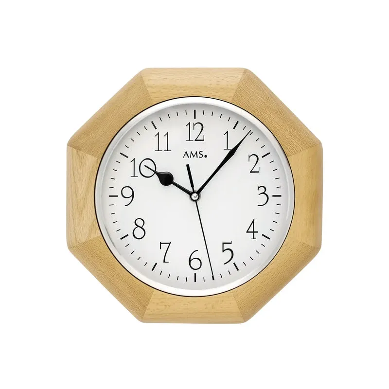 AMS F5512/18Q Wanduhr Buche • Massivholzgehäuse • Mineralglas