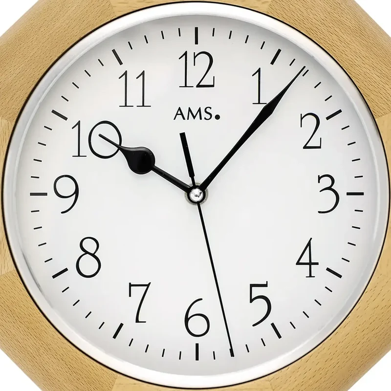AMS F5512/18Q Wanduhr Buche • Massivholzgehäuse • Mineralglas