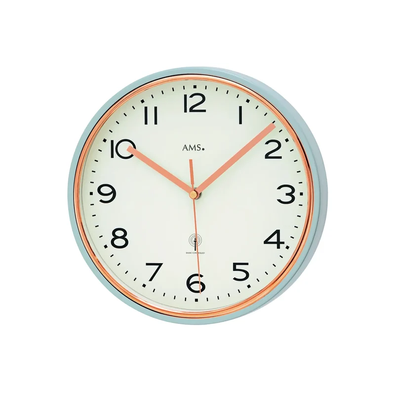 AMS F5509 Wanduhr Gold • Funkwerk • Mineralglas