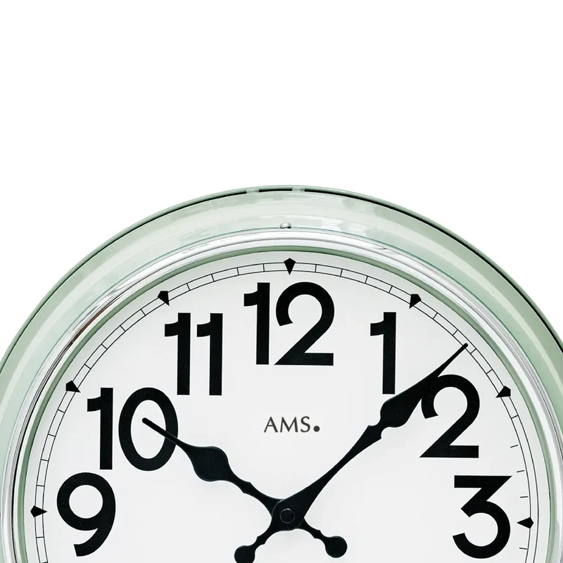 AMS F5510 Wanduhr Mint/Chrom • Funkwerk • Mineralglas