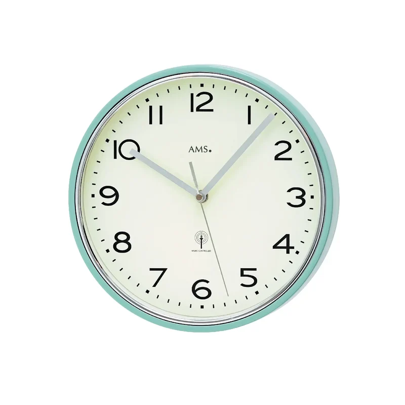 AMS F5508 Wanduhr Silber • Funkwerk • Mineralglas