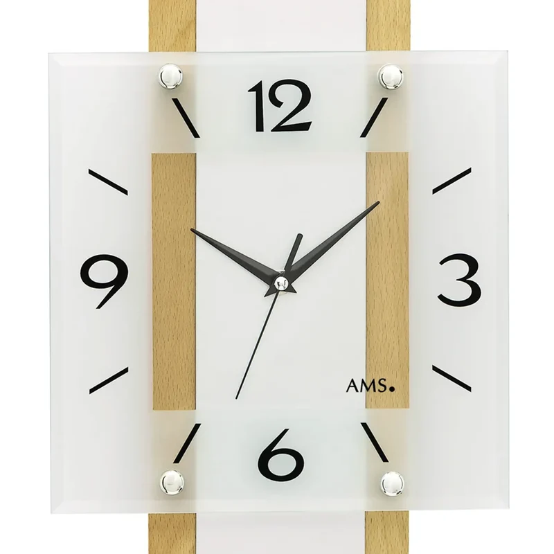 AMS F5507 Wanduhr Buche • Funkwerk • Facettiertes Mineralglas