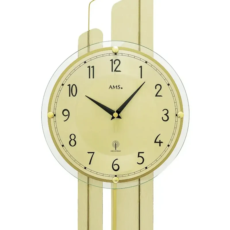 AMS F5329 Wanduhr Messing-Auflage • Funk-Pendelwerk • Mineralglas