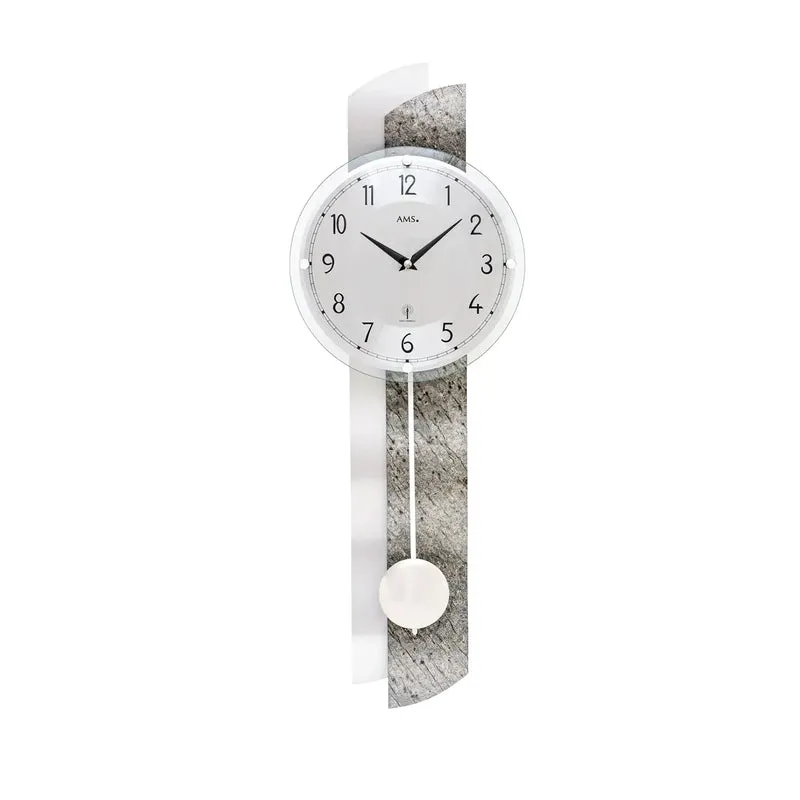 AMS F5322 Wanduhr Silber Antik • Funk-Pendelwerk • Gewölbtes Mineralglas