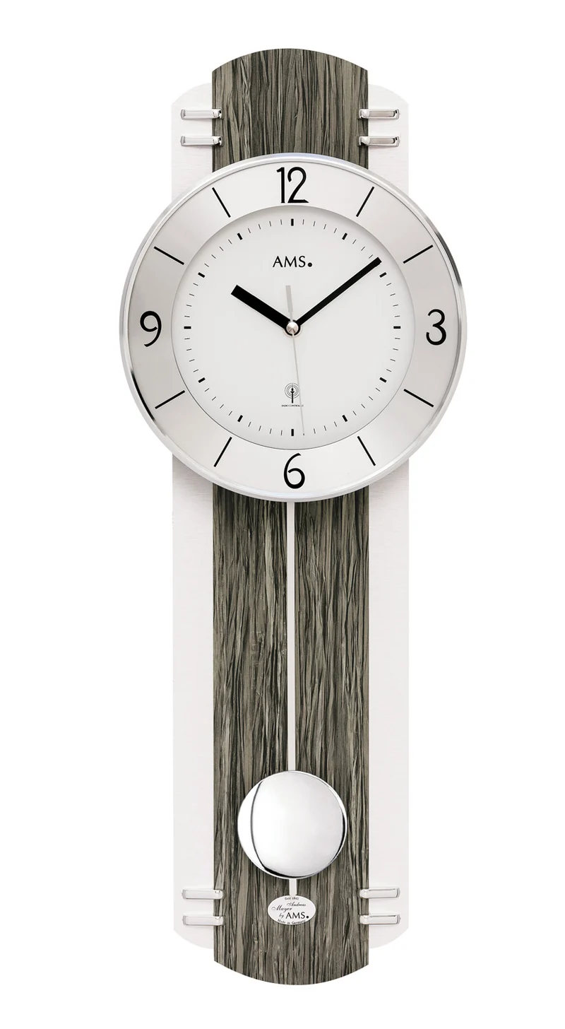 AMS F5294 Wanduhr Holz • Funk-Pendelwerk • Mineralglas